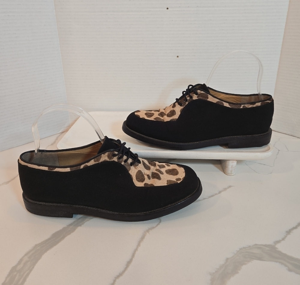 Stuart Weitzman Womens Calf Hair Animal Print Gortex Golf Shoes Black Tan Size 8